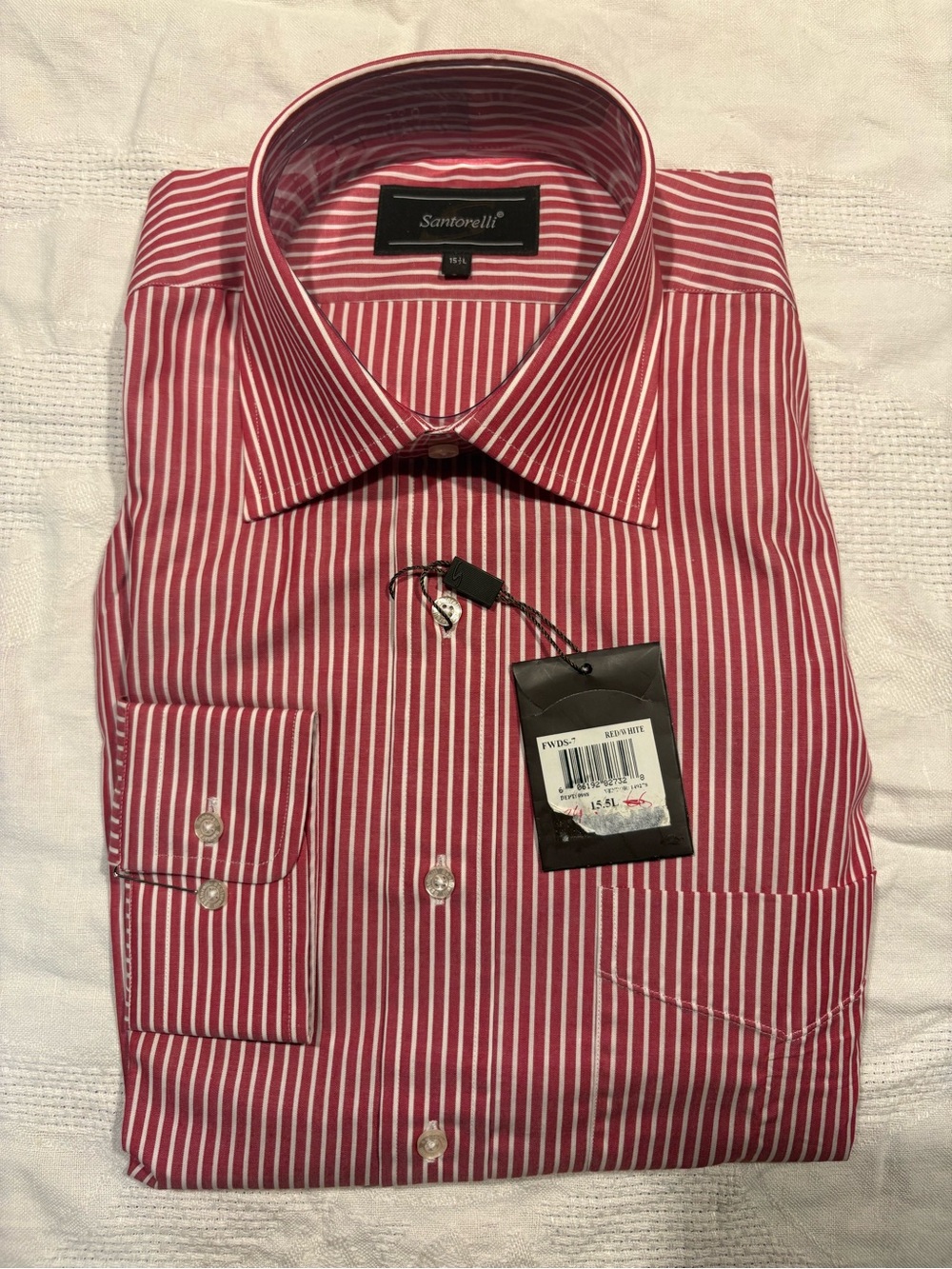 Santorelli Pink and White Striped Men's Dress Shirt